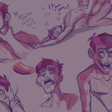 five nights at freddy's, fnaf novels, dave miller, william afton, choking, dick, gay, male only, penis, sketches, sketch