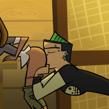 cartoon network, total drama island, courtney (tdi), duncan (tdi), venturatheace, 1boy, 1boy1girl, 1girls, bending over, bent over, big ass, bottomless, cabin, clothing, cunnilingus