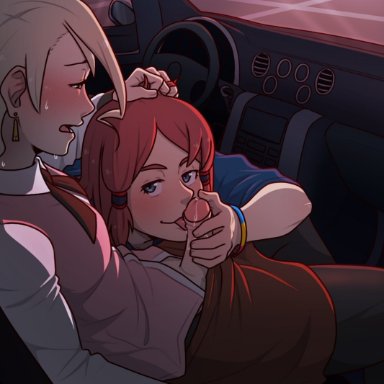 tales of (series), alisha diphda, rose (tales), badshanin, silent-shanin, :p, blonde hair, blowjob, blue eyes, bracelet, car, car interior, car sex, clothed sex, cum