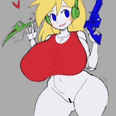 cave story, curly brace, thanuki, thanukiart, 1girls, ass, bottomless, breasts, busty, clothing, crop top, curly's panties, eyebrows, female, female only