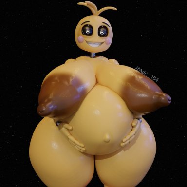 five nights at freddy's, five nights at freddy's 2, scottgames, gilf toy chica, lovetaste chica, toy chica (fnaf), toy chica (love taste), adri164, animatronic, anthro, areola, avian, belly, big areola, big belly