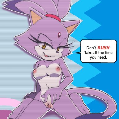 sega, sonic (series), sonic the hedgehog (series), blaze the cat, senshion, 1girls, anthro, areola, breasts, domestic cat, eyelashes, feet, felid, feline, felis