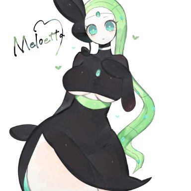 nintendo, pokemon, generation 5 pokemon, meloetta, meloetta (aria form), mythical pokemon, pok&#233;mon (species), toge77789, togetoge, 1girls, female, female only, green eyes, green hair, long hair