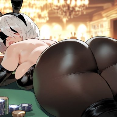 nier, nier: automata, yorha 2b, floox, 1girls, android, android girl, ass, breasts, bubble butt, dat ass, female, huge ass, large breasts, light-skinned female