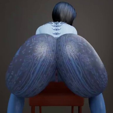 halo (series), cortana, cpt-flapjack, 1girls, ass, big ass, bubble butt, chair, fat ass, huge ass, thick thighs, throwing it back, twerking, 3d, animated