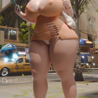 overwatch, mei (overwatch), superhentaimaster9000, big breasts, big thighs, chubby, chubby female, cleavage, dress, female, female only, glasses, huge breasts, huge thighs, looking at viewer
