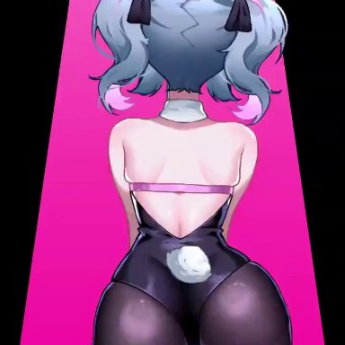 rabbit hole (vocaloid), hatsune miku, da3iann, kh 626, back view, bunnysuit, looking back, animated, music, sound, tagme, video