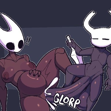 hollow knight, hornet (hollow knight), protagonist (hollow knight), inkplasm, welwraith, 1boy, 1boys, 1girls, cum, cum in pussy, cum inside, cumflation, female, incest, inflation