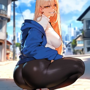 chainsaw man, power (chainsaw man), floox, 1girls, alternate breast size, blonde hair, breasts, demon, demon girl, female, female only, horns, huge breasts, light skin, light-skinned female