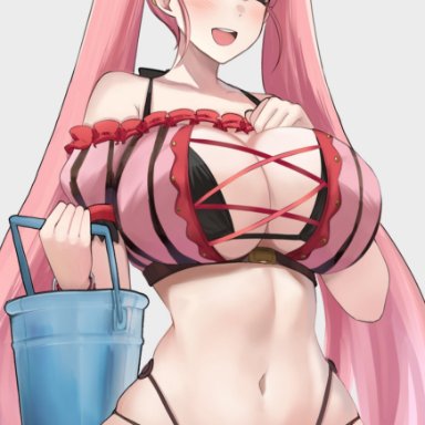 fire emblem, fire emblem heroes, fire emblem: three houses, nintendo, hilda valentine goneril, hilda valentine goneril (summer), desspie, 1girls, alternate costume, bikini, blush, breasts, cleavage, eyewear on head, female