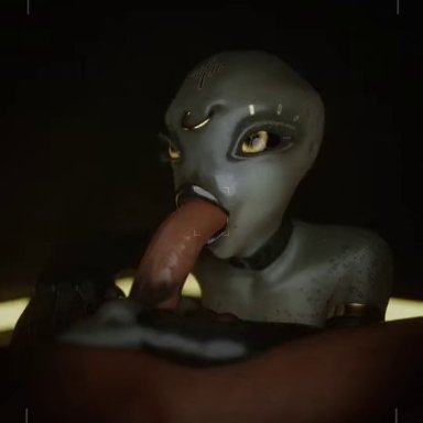 grey alien, thrownfar, :&gt;=, alien, black lipstick, cum inside, human, human penetrating, light-skinned male, long tongue, monster girl, oral, swallowing, thick lips, 3d