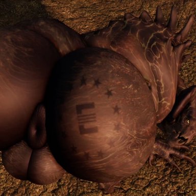 bethesda softworks, fallout, roblox, deathclaw, willie piv, 1boy, anus, ass, back view, backsack, balls, bouncing butt, first person view, from behind, gay