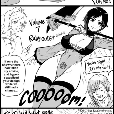 rwby, blake belladonna, ruby rose, team rwby, weiss schnee, yang xiao long, bb (baalbuddy), 4girls, big breasts, breasts, crescent rose, female, female only, funny, large breasts