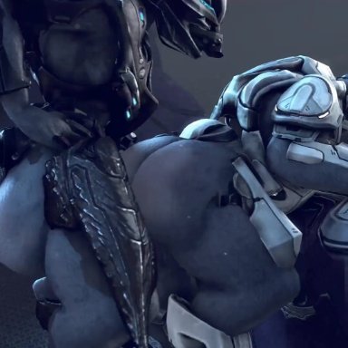 halo (series), sangheili, rayhuma, 2boys, alien, anal sex, ass, ass focus, backsack, balls, erection, first person view, from behind, from behind position, gay