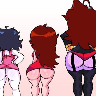 friday night funkin, girlfriend (friday night funkin), mommy mearest, nene (newgrounds), bandanawaddleg (artist), 3girls, ass, ass focus, clothed, tagme