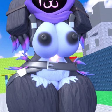 fortnite, roblox, raven team leader, robloxian, nearlyepoint, belt, emblem, fluff, fur, metal gloves, tail, wiggle, 3d, animated, no sound