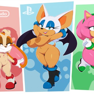 nintendo, playstation, sonic (series), sonic the hedgehog (series), xbox, amy rose, cream the rabbit, rouge the bat, bigdon1992, furry, nintendo switch, nude, meme