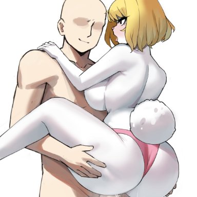one piece, carrot (one piece), donburikazoku, 1boy, 1girls, anthro, ass, blonde hair, breasts, bunny ears, female, human, human on anthro, large ass, large breasts
