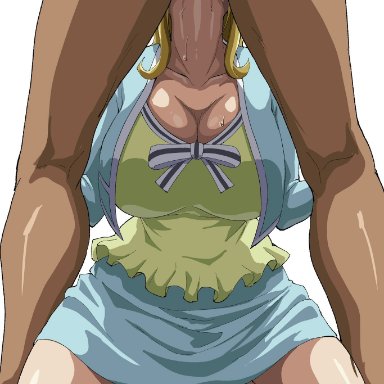 code geass, milly ashford, iwao178, blowjob, dark-skinned male, female, large breasts, male, on knees, testicles, tagme