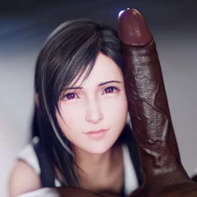 final fantasy, final fantasy vii, final fantasy vii remake, tifa lockhart, derpderp, admiring, big cock, big penis, cock worship, dark penis, dark-skin, dark-skinned male, huge cock, interracial, long penis