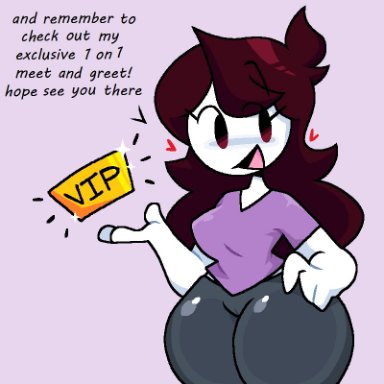 jaiden animations, jaidenanimations, jaiden, jjoyplus, black pants, brown hair, hand on hip, heart, hearts around head, purple background, purple shirt, white body