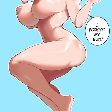 my hero academia, ochako uraraka, fake (artist), lord socar, 1girls, breasts, brown eyes, brown hair, completely nude, female, hips, huge breasts, light skin, light-skinned female, nude