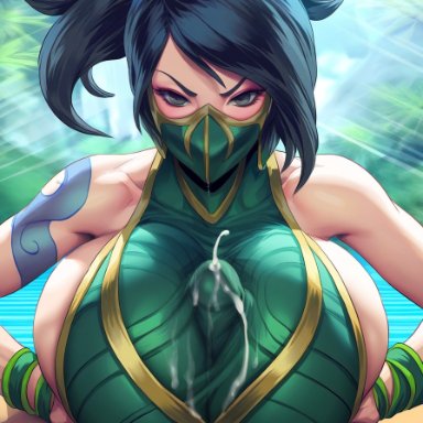 league of legends, akali, akali jhomen tethi, angry, angry paizuri, angry sex, breasts bigger than head, cum, cum on breasts, cum under clothes, ejaculation, ejaculation between breasts, gigantic breasts, huge breasts, paizuri
