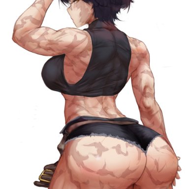jujutsu kaisen, zenin maki, duffmox, 1girls, ass, ass focus, big ass, big breasts, big butt, black hair, breasts, dark hair, glasses, light skin, light-skinned female