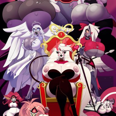 hazbin hotel, carmilla carmine, cherri bomb (hazbin hotel), emily (hazbin hotel), lute (hazbin hotel), niffty (hazbin hotel), sera (hazbin hotel), vaggie (hazbin hotel), velvette (hazbin hotel), annon, bimbo, bimbofication, enormous breasts, gigantic ass, gigantic breasts