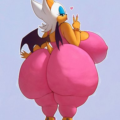 sonic (series), rouge the bat, totesfleisch8, alternate ass size, alternate body type, alternate breast size, anthro, ass bigger than head, breasts bigger than head, enormous ass, fat ass, furry, huge ass, huge breasts, hyper