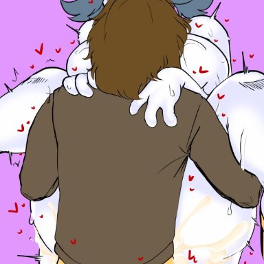 undertale, undertale (series), frisk (undertale), temmie (undertale), fakeryway, pleasure castle, 4 ears, anthro, ass, big butt, big ears, bigbeanpole, bodily fluids, bottomless, bottomless male