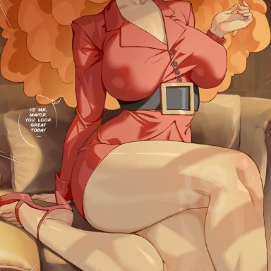 cartoon network, powerpuff girls, sara bellum, arttoru, 1girls, afro, big breasts, busty, clothed, curvaceous, curves, curvy, curvy body, curvy female, curvy hips