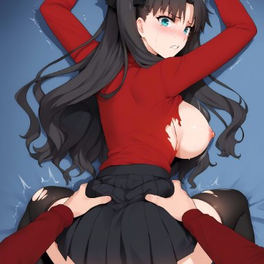 fate (series), tohsaka rin, kiriya kuroshi, doggy style, pov, rape, sex from behind, ai generated, tagme