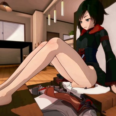 rwby, jaune arc, ruby rose, bazett, cum, cum on feet, cumshot, facesitting, feet, foot fetish, foot focus, footjob, solejob, toes, 3d