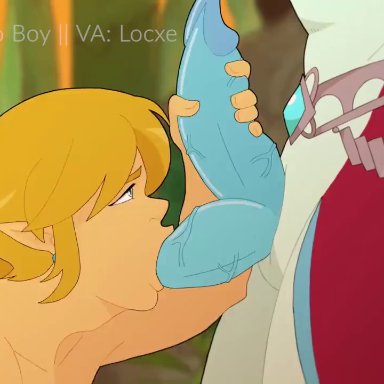 the legend of zelda, link, sidon (zelda), luckylui, 2boys, big dom small sub, big penis, blowjob, blue penis, erect penis, erection, fellatio, femboy, gay, gay blowjob