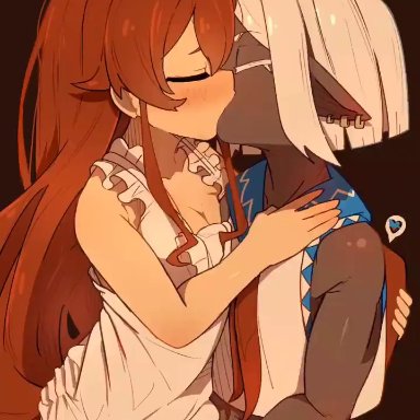 mushoku tensei, original, eris greyrat, original character, kurosu169, wdmov, 1boy, closed eyes, female, fingering, kissing, male, red hair, white hair, animated