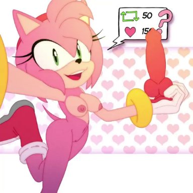 sega, sonic (series), sonic the hedgehog (series), amy rose, 34frames, 1girls, big ass, big breasts, dildo, dildo in pussy, female, furry, knot, knotted dildo, sex toy