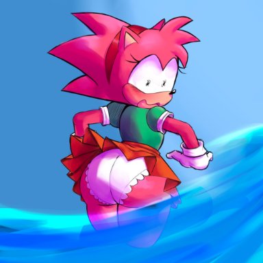 sonic (series), sonic cd, sonic the hedgehog (series), amy rose, classic amy rose, nitrowolf (artist), 1girls, anthro, ass, big ass, blur, bubble butt, classic sonic (universe), clothing, fat ass