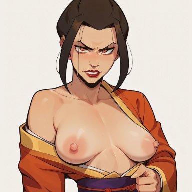 avatar the last airbender, nickelodeon, azula, userisbad, 1girls, breasts, exposed breasts, female, female only, royalty, solo, ai generated, tagme