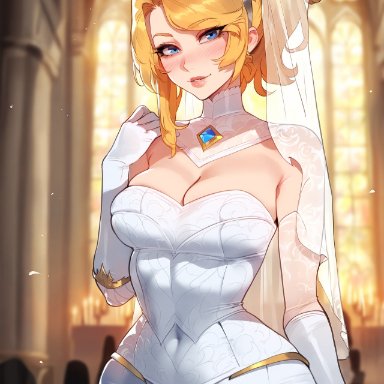 league of legends, riot games, luxanna crownguard, floox, 1girls, blonde hair, blue eyes, breasts, female, light skin, light-skinned female, long hair, thighs, ai generated, artstyle imitation