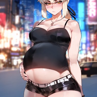 fate (series), fate/grand order, artoria pendragon, artoria pendragon (alter), saber alter, floox, 1girls, alternate breast size, blonde hair, breasts, female, large breasts, light skin, light-skinned female, long hair