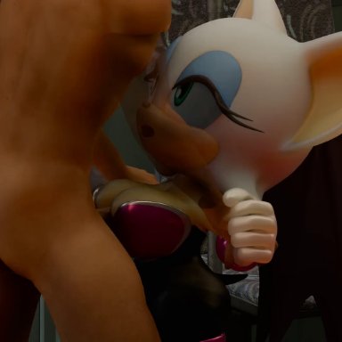 sega, sonic (series), rouge the bat, virtualust, 1boy, 1girls, female, furry, human, human on anthro, looking at another, male, naked, naked male, nude