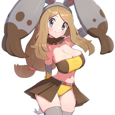 nintendo, pokemon, serena (pokemon), gonzarez, gonzarez1938, alternate breast size, big breasts, breasts, cleavage, cosplay, female, female only, huge breasts, milf, skirt