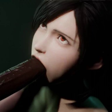 final fantasy, final fantasy vii, final fantasy vii remake, tifa lockhart, zxcvxex, 1boy, 1girls, blowjob, cum, cum on face, dark-skinned male, deepthroat, face fucking, fellatio, gagging