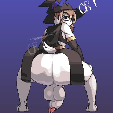 halloween, twitter, oc, crtimesnsfw, 1futa, animal ears, annoyed expression, anthro, anthro only, anthrofied, anus, ass, ass clap, ass clapping, ass jiggle