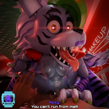 five nights at freddy's, scott cawthon, scottgames, steel wool studios, roxanne wolf, roxanne wolf (fnaf), bugafterdark, animatronic, bodily fluids, breasts, canid, canine, canis, clothed, clothing