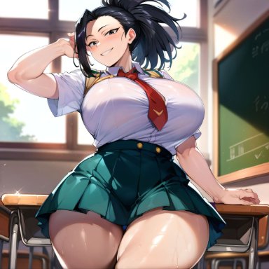 my hero academia, yaoyorozu momo, 1girls, alternate breast size, big breasts, breasts, busty, curvaceous, curvy, curvy body, curvy female, curvy figure, female, huge breasts, large breasts