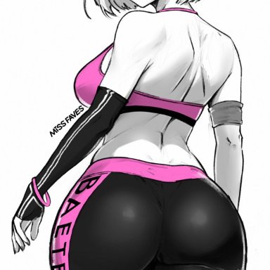 dragon ball, dragon ball z, android 18, missfaves, 1girls, armband, ass, ass focus, back view, bracelet, curvy, dat ass, earrings, short hair, short hair female