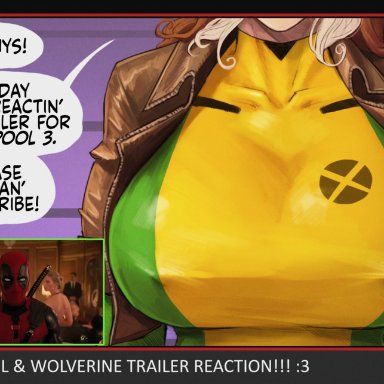 deadpool 2, marvel, x-men, deadpool, rogue (x-men), wade wilson, devil hs, big breasts, bodysuit, busty, female, large breasts, southern accent, southern belle, superheroine