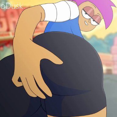 ok k.o.! let's be heroes, enid, solodusk57, 1boy, 1girls, ass, cum in pussy, purple hair, sex, short hair, tied hair, vaginal penetration, animated, tagme, video